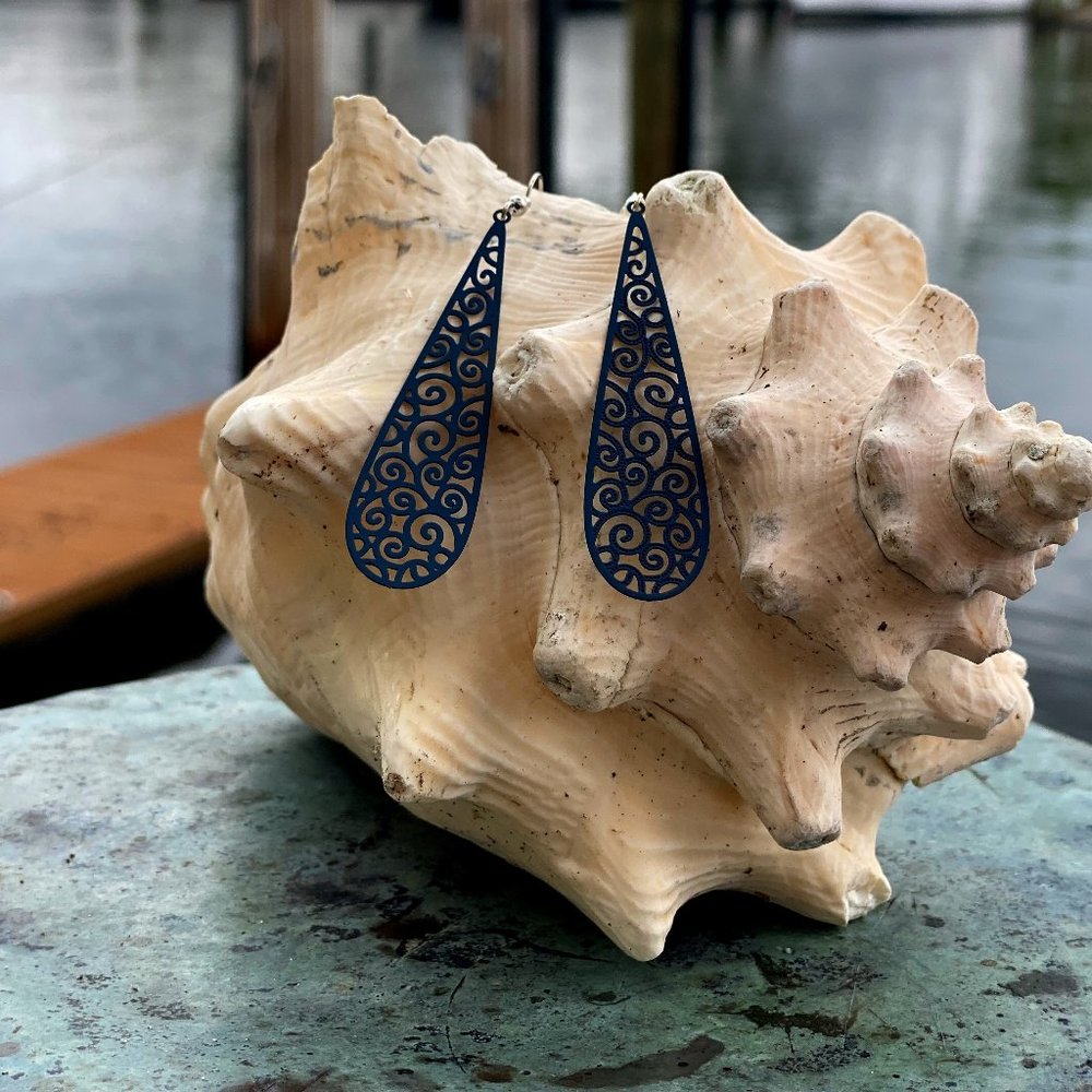 navy cutout earrings